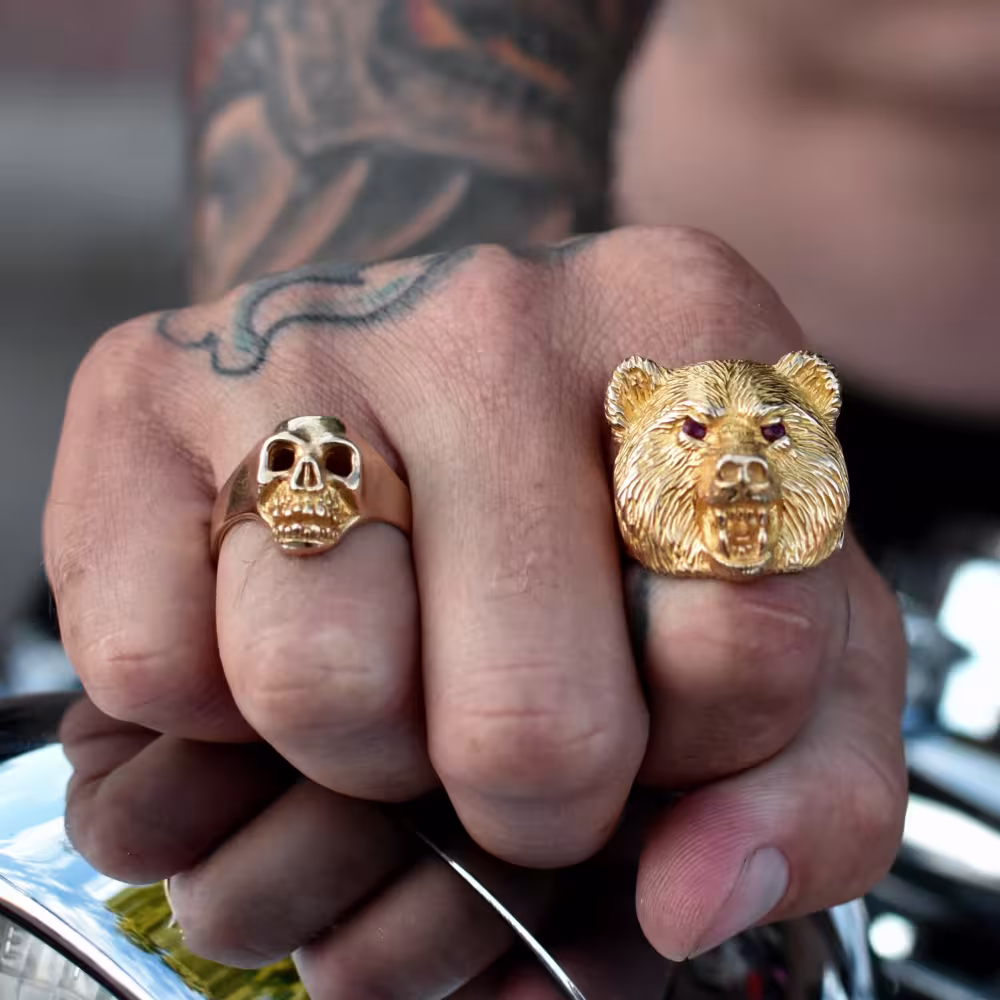 Large Bear Ring - 10K Gold - Ruby