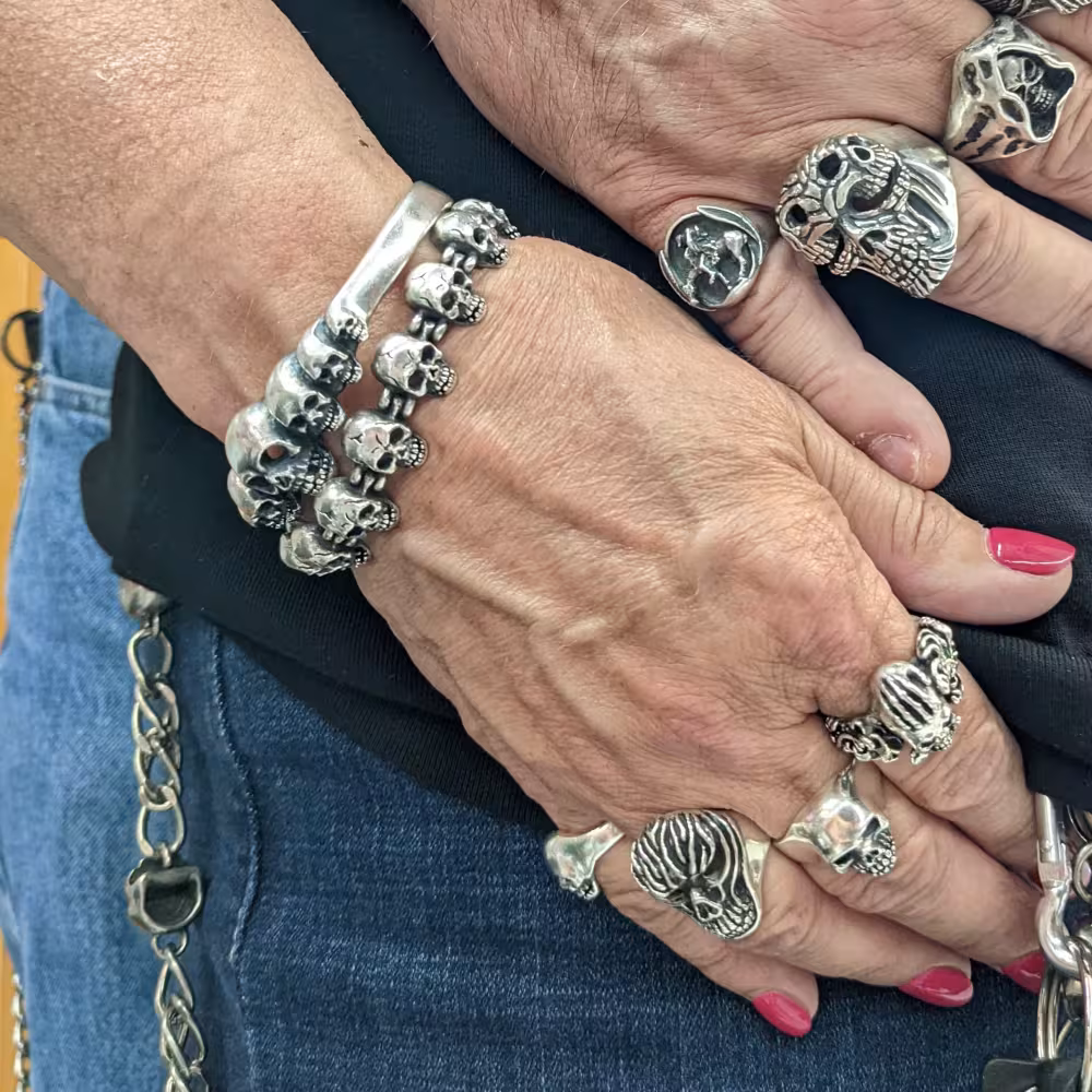 Small Skull Link Bracelet - Sterling Silver