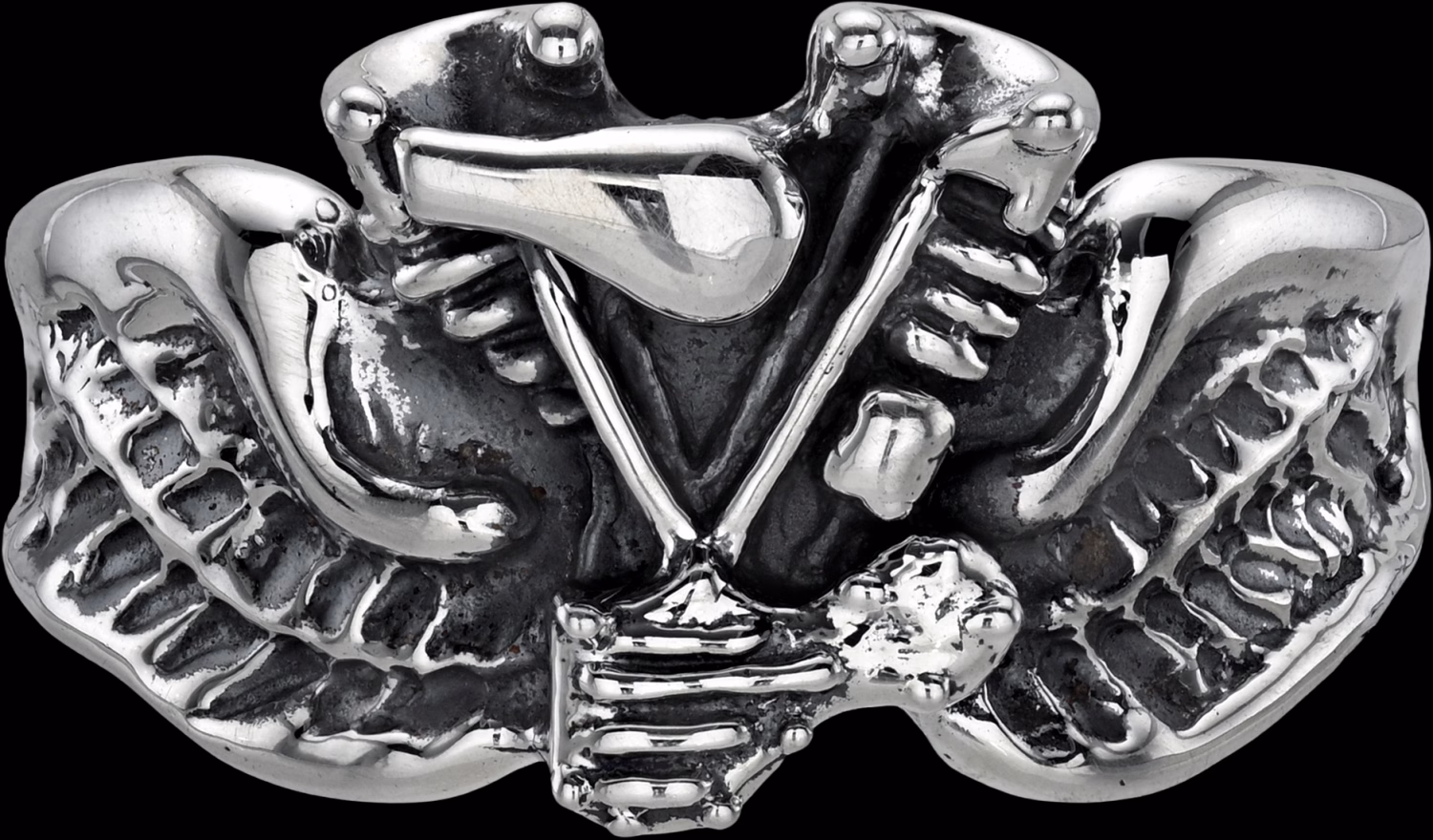 Knuckle Ring on Wings - Sterling Silver