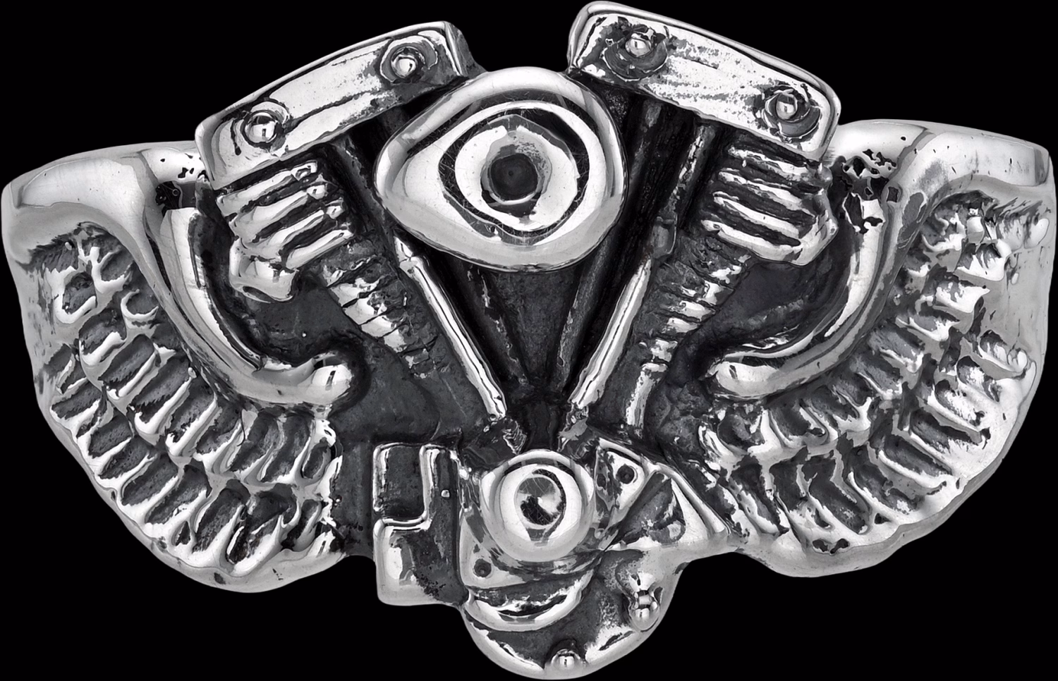 Shovel Ring on Wings - Sterling Silver