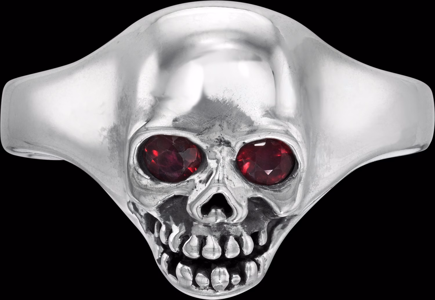 Small Skull Ring - Sterling Silver - Ruby