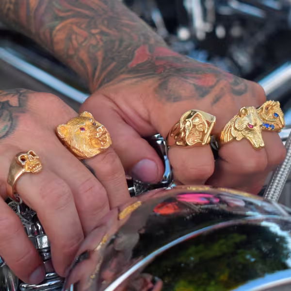 Rings, gold Skull, Bear, Reaper, Wolf and Ram rings