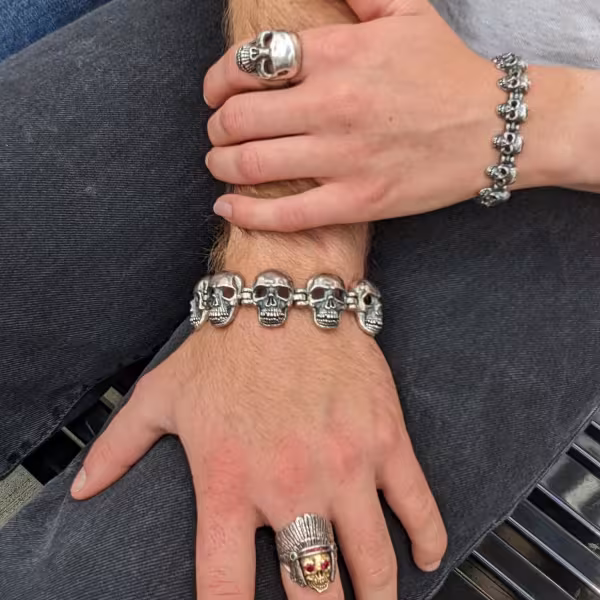 Skull jewelry, Skull bracelets, Skull rings